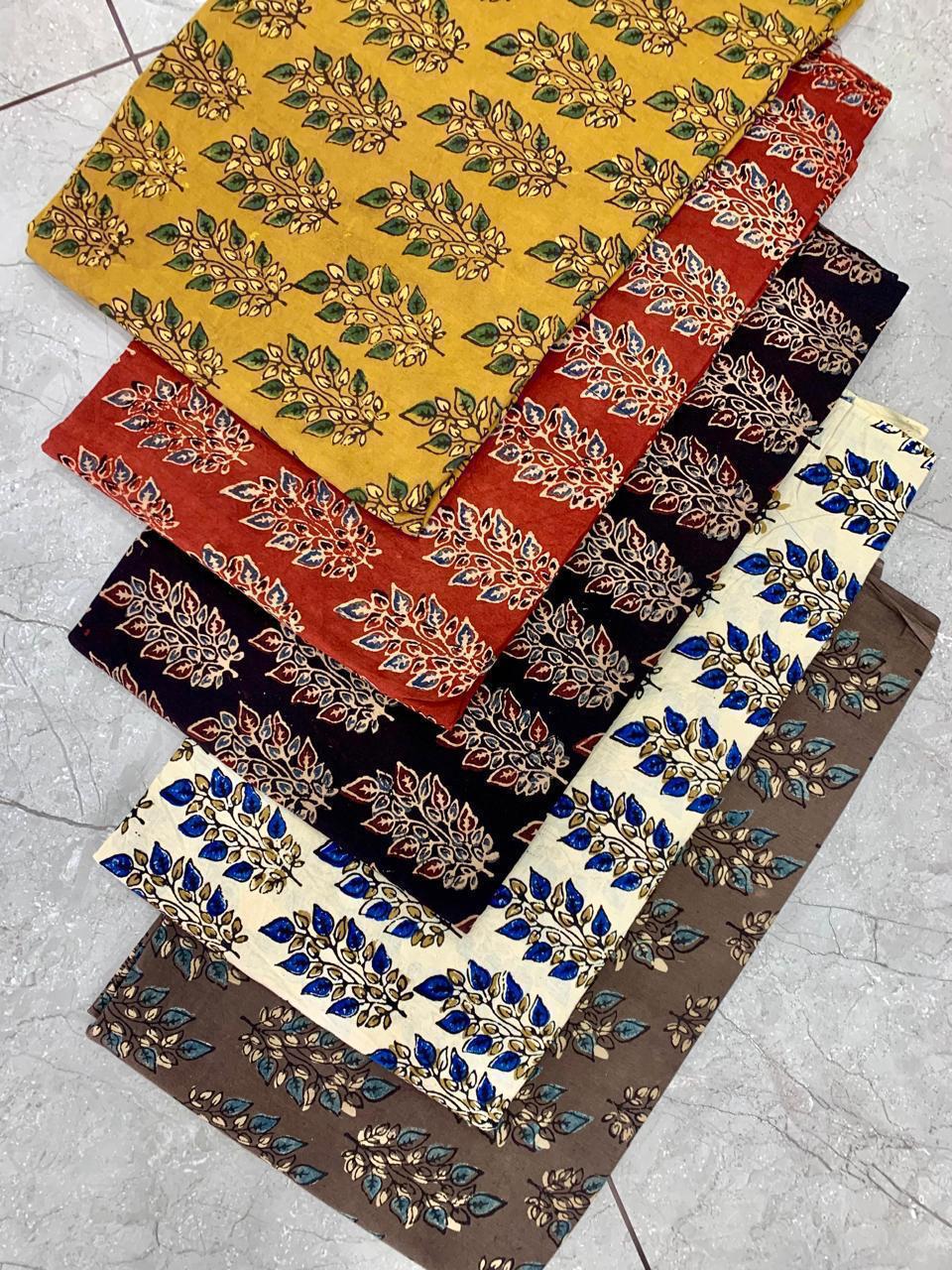 Ajrakh handblock printed pure cotton fabric wholesale in multi natural big butta design